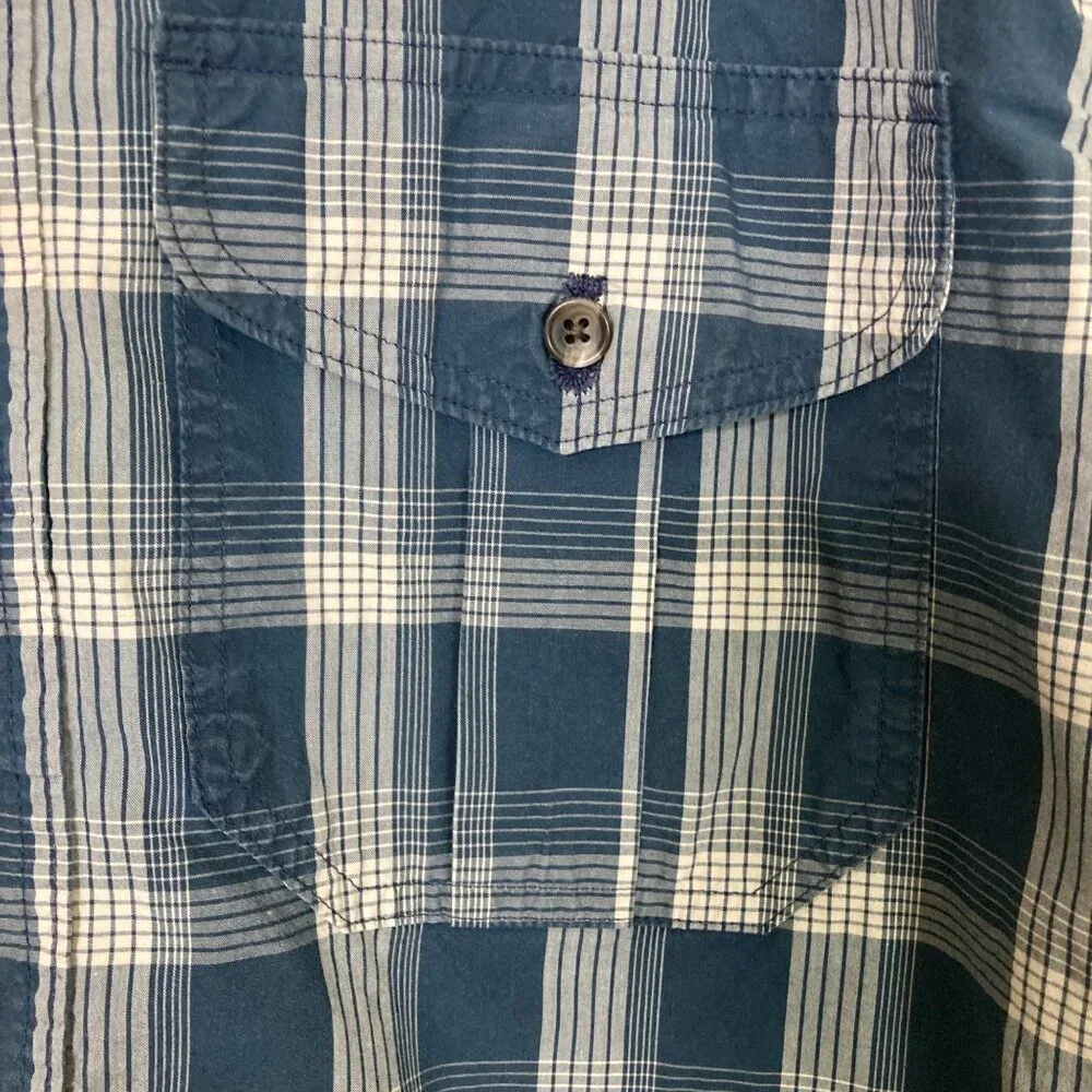 Filson Mens Small Blue Plaid Button-Up Long-Sleeve Shirt - Picture 4 of 10
